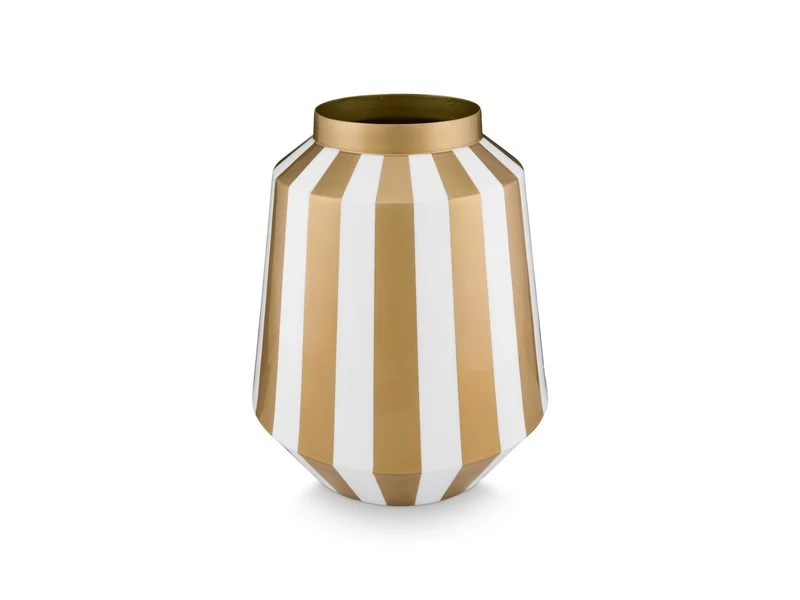 PIP STUDIO Vase Metall Stripes weiß-gold 24x29cm