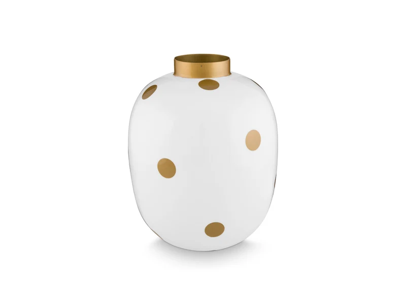 PIP STUDIO Vase Metall Dots weiß-gold 32cm