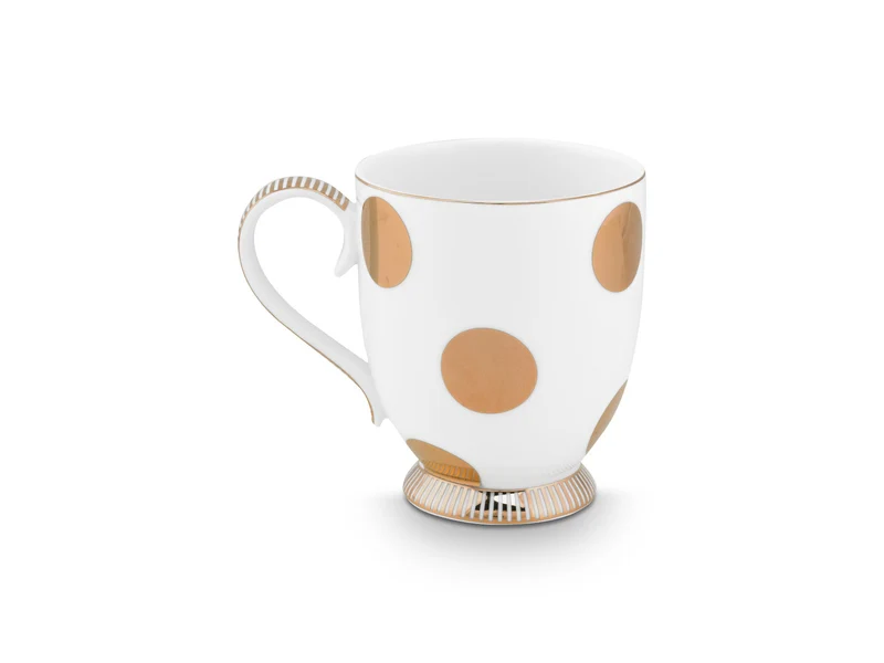 PIP STUDIO Dot Delight Henkelbecher weiß-gold 350ml