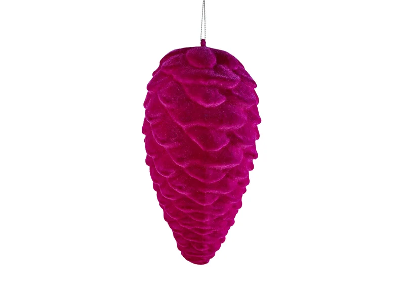 Werner Voß Hänger Tannenzapfen magenta beflockt 23cm
