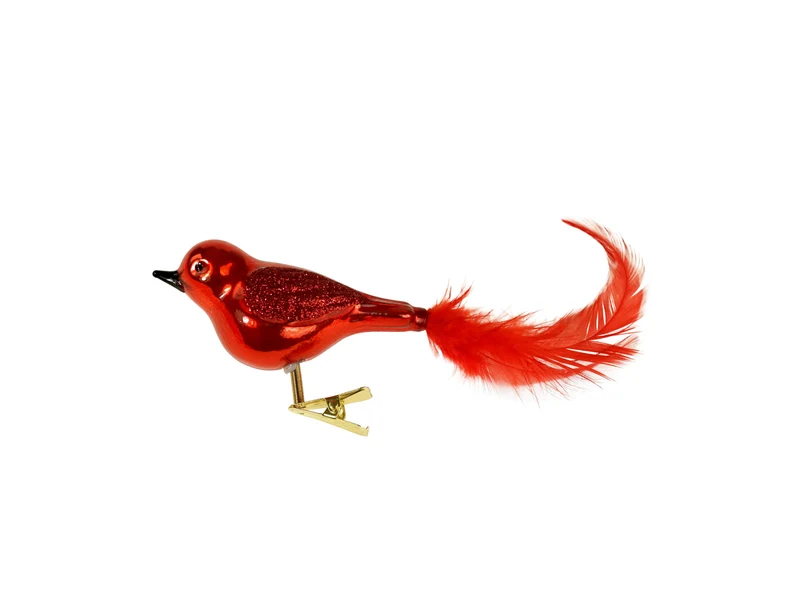 Werner Voß Klemmvögelchen mit Feder rot 8,5cm (1 Stück)
