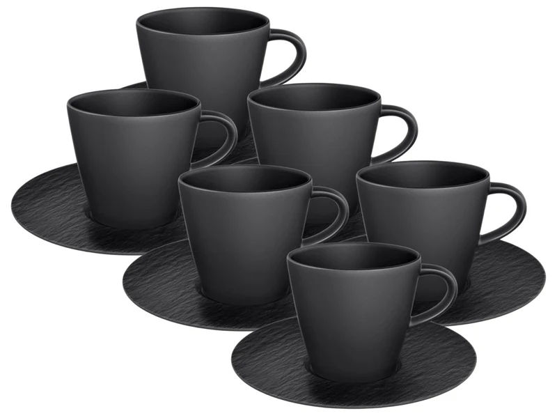 Villeroy & Boch Manufacture Rock Kaffeetasse mit Untertasse Set6